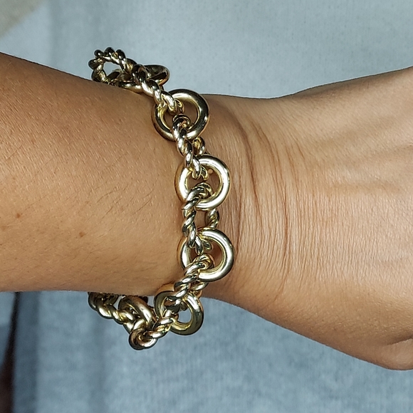 JCrew bracelet chain twist link chunky antique gold tone - Picture 2 of 5